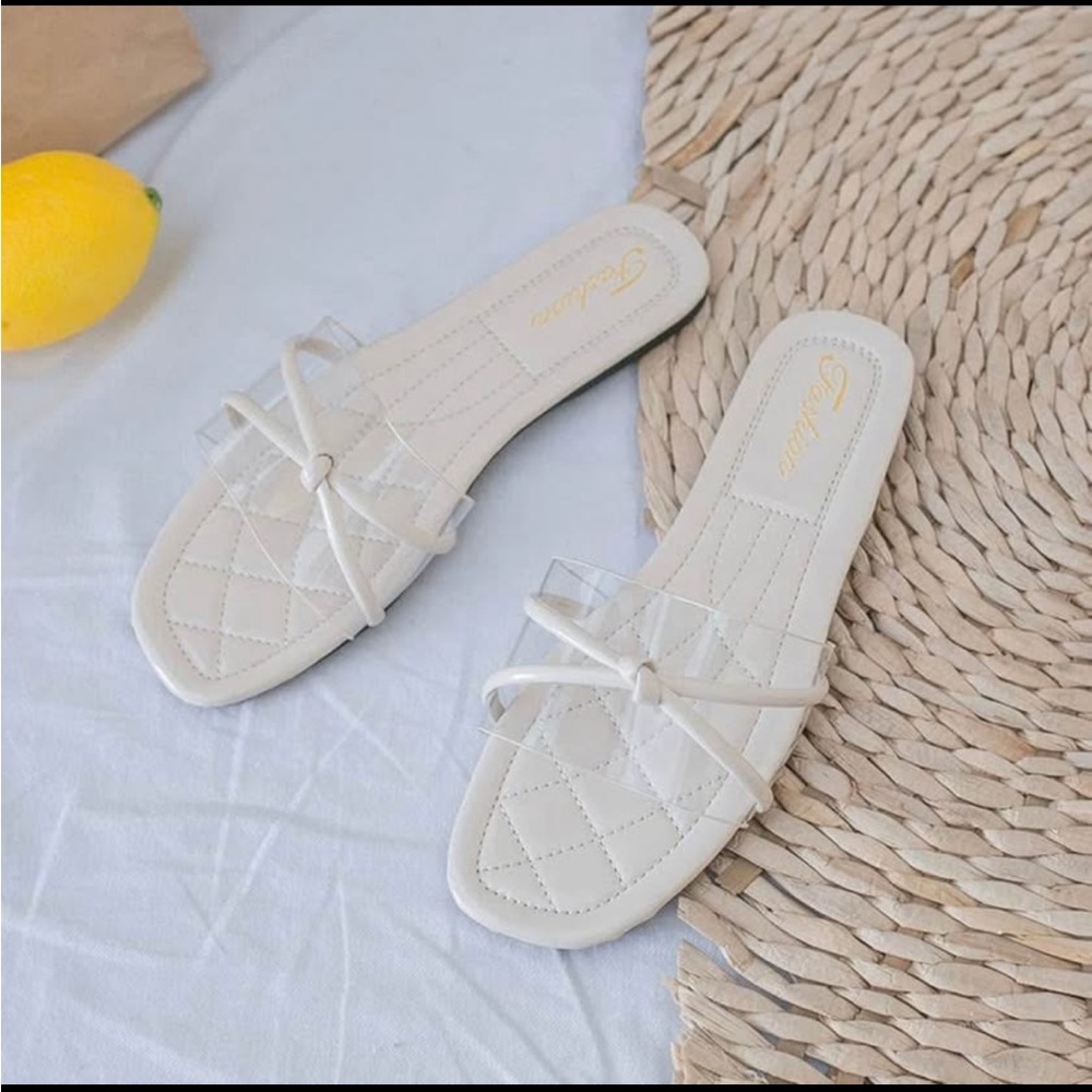 Elegant Cream Slide Sandals